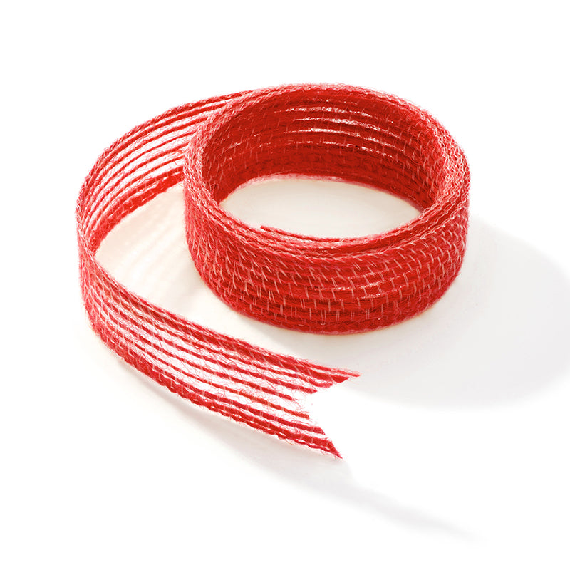 Fita de Juta Colorida Flores - Vermelho | Fita de Juta