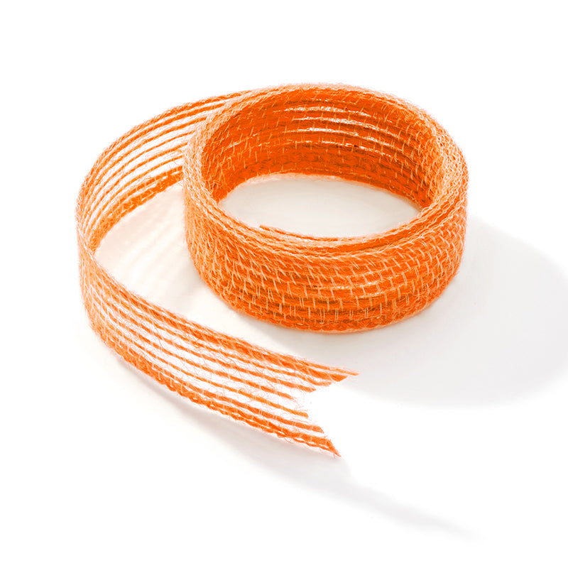 Fita de Juta Colorida Flores - Laranja | Fita de Juta