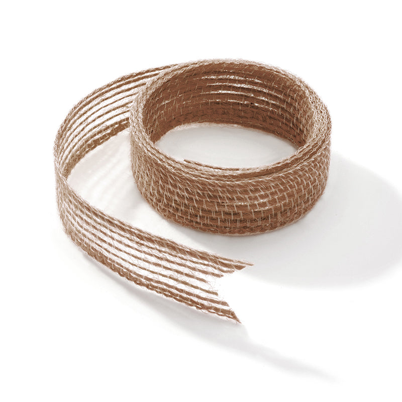 Fita de Juta Colorida Flores - Crú | Fita de Juta