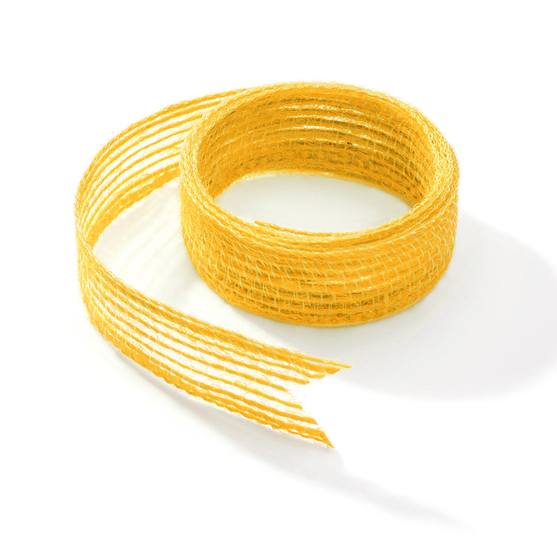 Fita de Juta Colorida Flores - Amarela | Fita de Juta