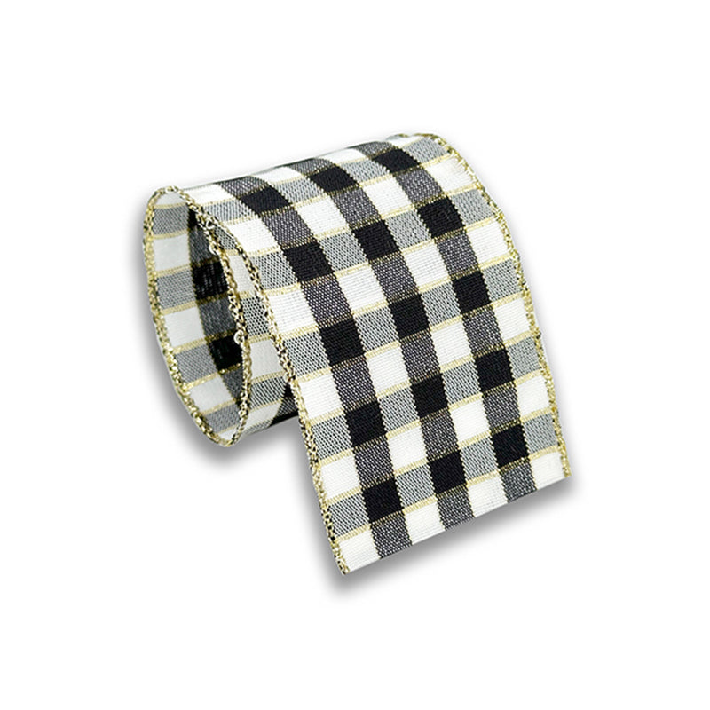 Fita Aramada Xadrez Sun 60mm/9,15m Colorida — Laços e Decoração - Preto | Fita Aramada