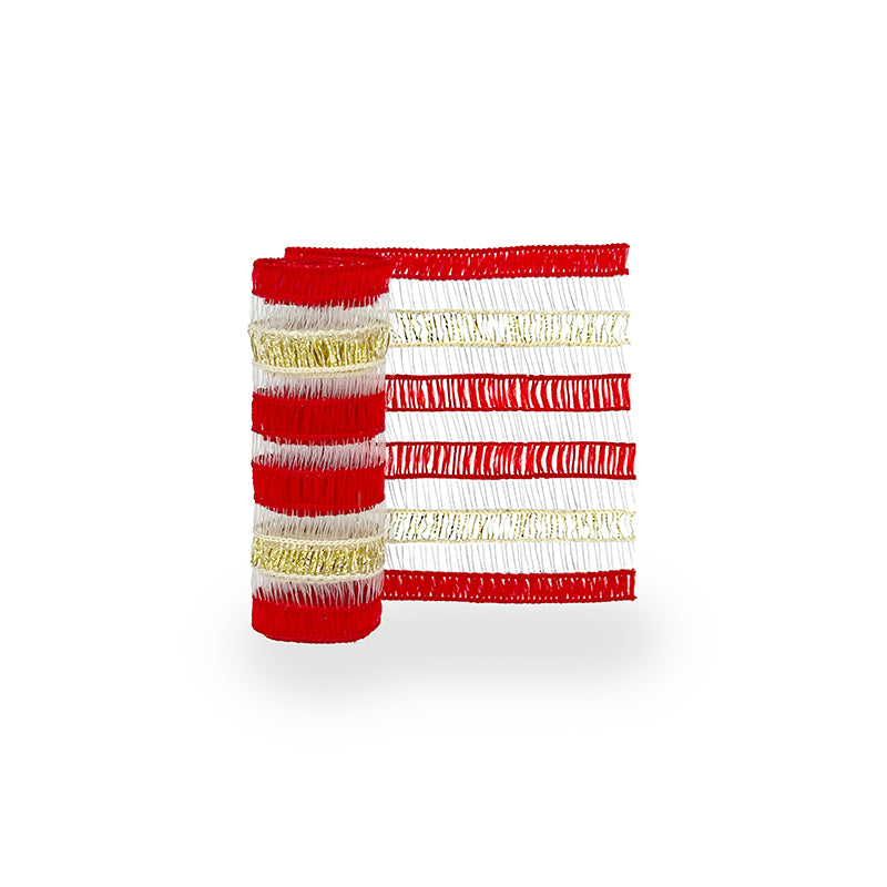 Fita Aramada Listas Poliéster - vermelho/ouro | Fita Aramada