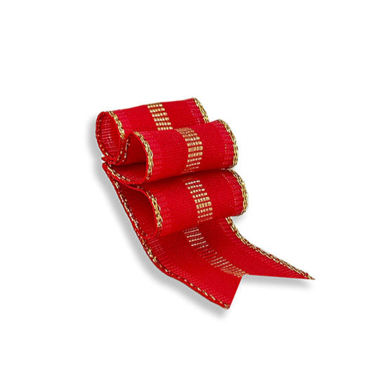 Fita Aramada Metalizada Jasmin 35mm/9,15m — Laços Brilhantes e Decoração - Vermelho | Fita Aramada
