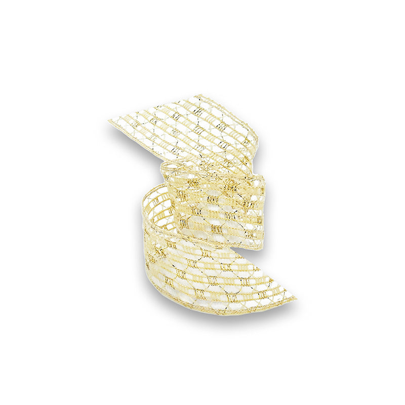 Tela Aramada Cristal com Fio Metalizado de 35MM/9.15M - Natural | Tela Decorativa