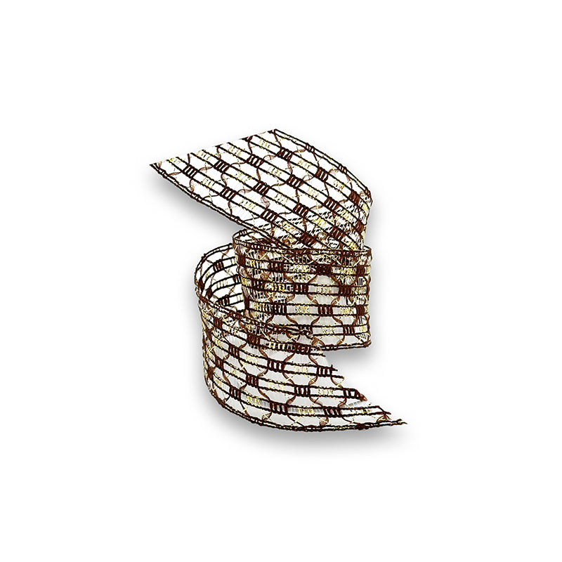 Tela Aramada Cristal com Fio Metalizado de 35MM/9.15M - Chocolate | Tela Decorativa