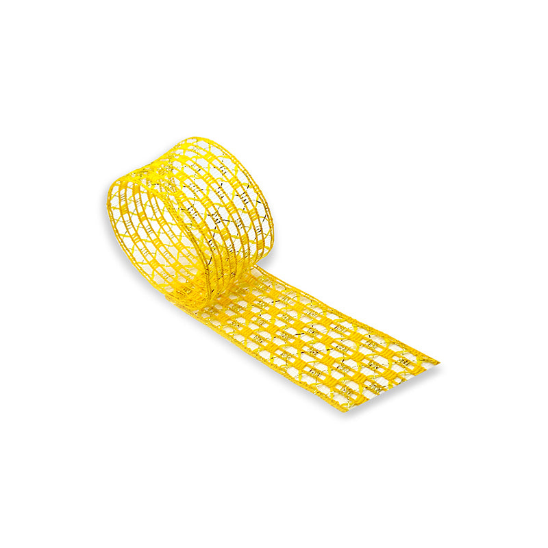 Tela Aramada Cristal com Fio Metalizado de 35MM/9.15M - Amarela | Tela Decorativa