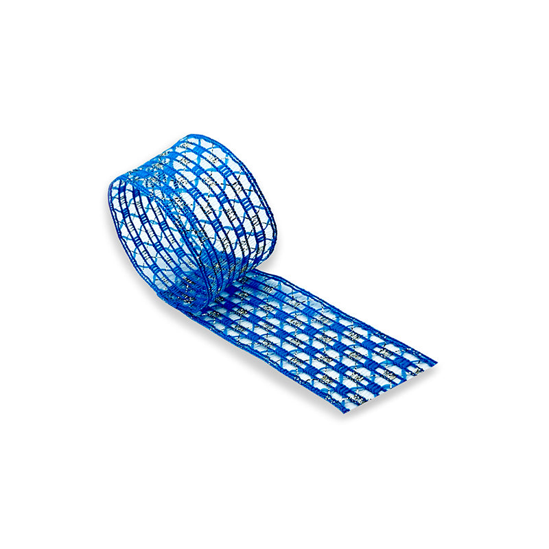 Tela Aramada Cristal com Fio Metalizado de 35MM/9.15M - Azul | Tela Decorativa