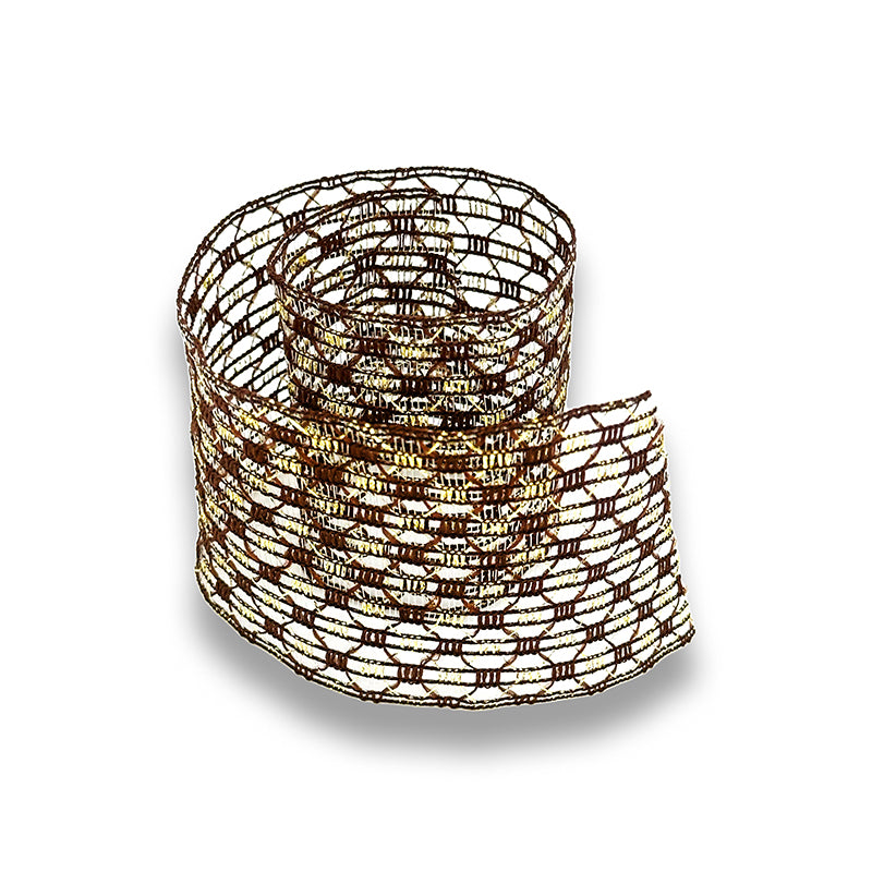 Tela Aramada Cristal com Fio Metalizado - Chocolate | Tela Decorativa