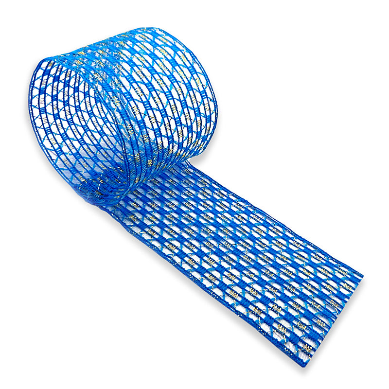 Tela Aramada Cristal com Fio Metalizado - Azul | Tela Decorativa