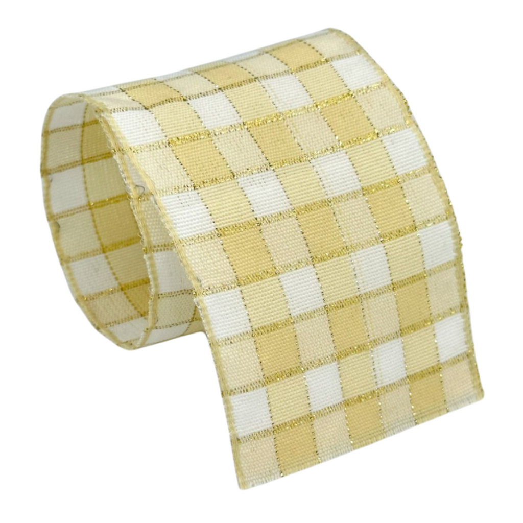 Fita Aramada Xadrez Sun 60mm/9,15m Colorida — Laços e Decoração - Gold | Fita Aramada
